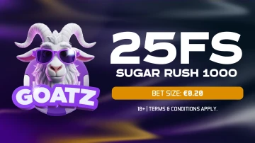 Free Spins – Sugar Rush 1000 (25 spins @ €0.20)