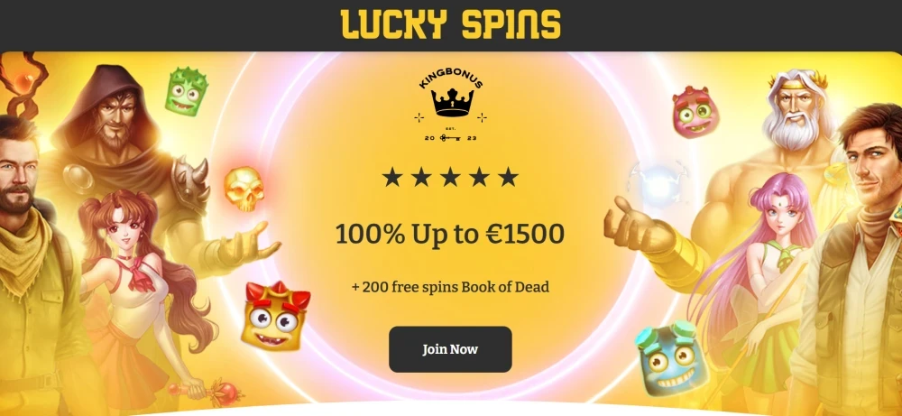 Lucky Spins landing page showing the exclusive offer for Kingbonus