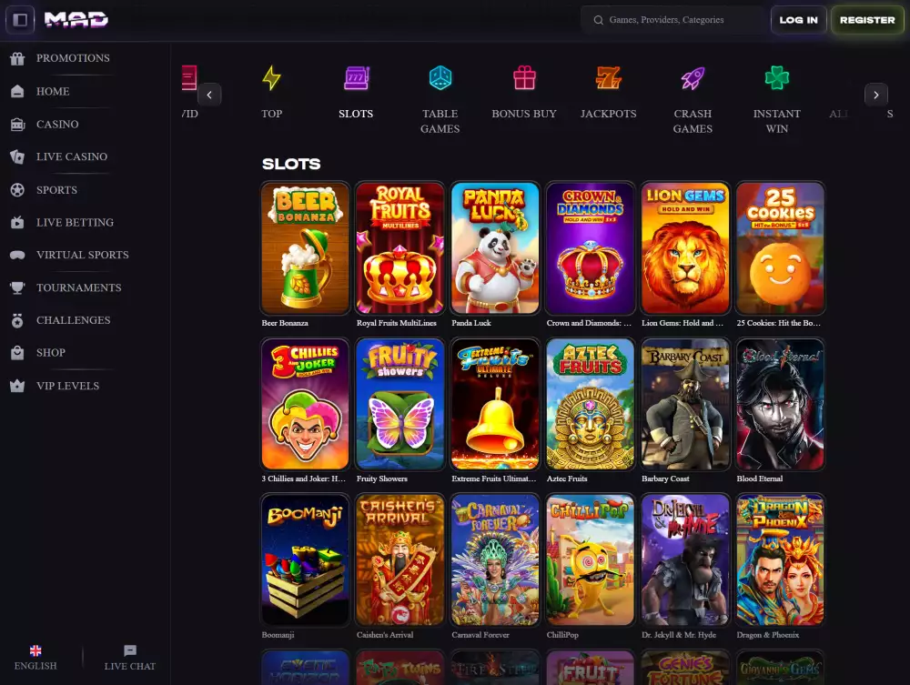 Slots at MadCasino