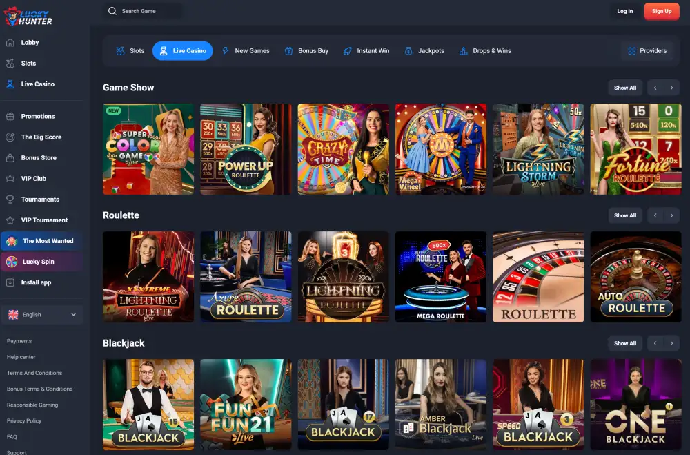Lucky Hunter Live Casino