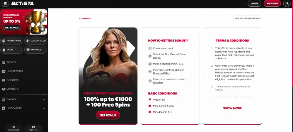 welcome bonus overview with terms and conditions