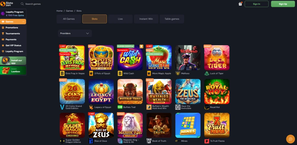 Slots at Slotozen