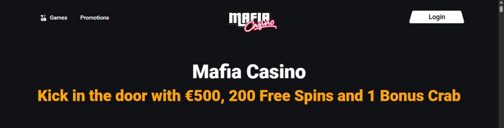 Screenshot of the Mafia casino welcome bonus