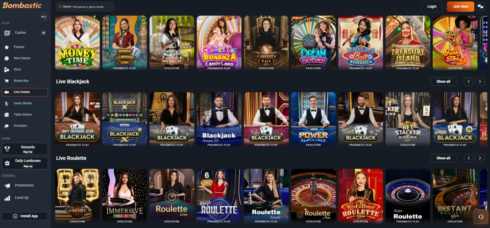 bombastic casino games