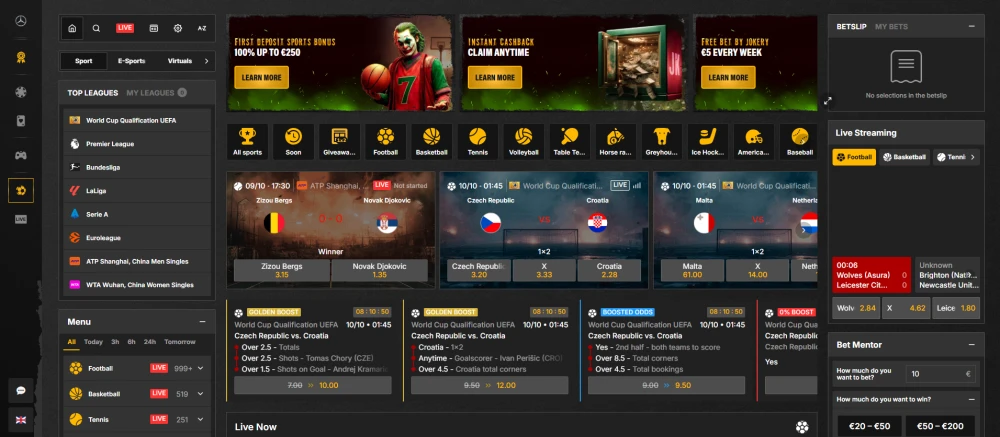 Sportsbetting at Jokery Casino
