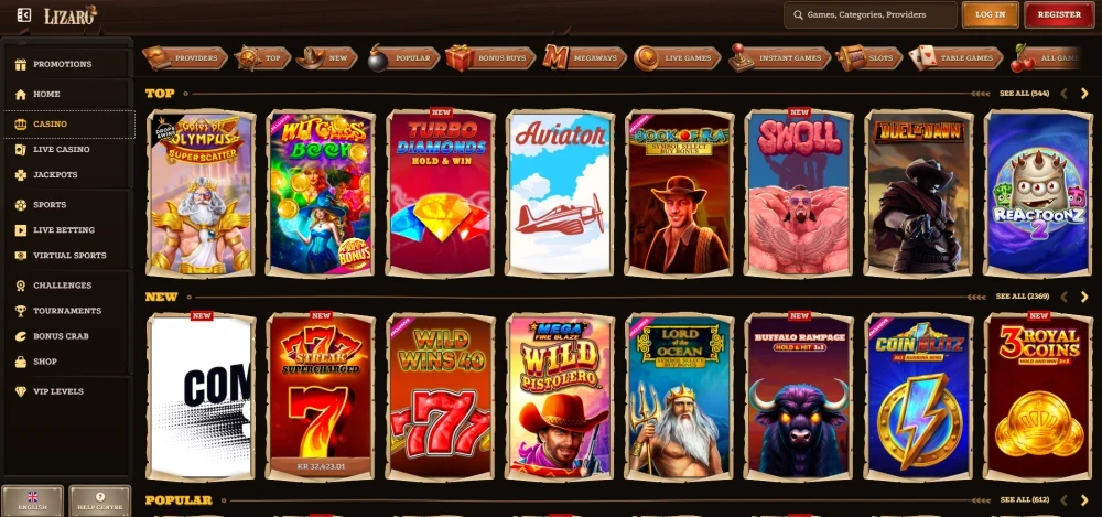 Lizaro Game Selection