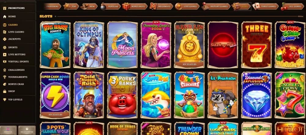 Slots at Lizaro Casino