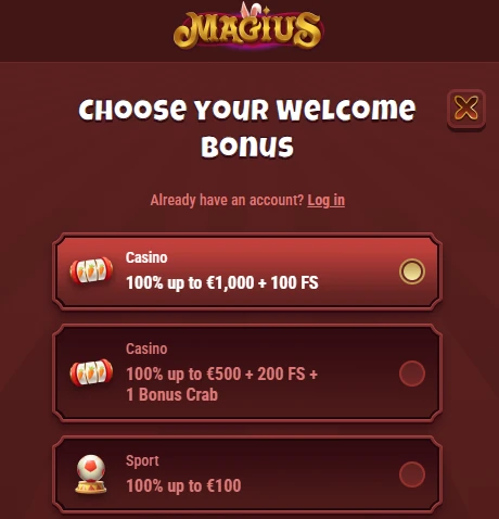 magius casino welcome bonus