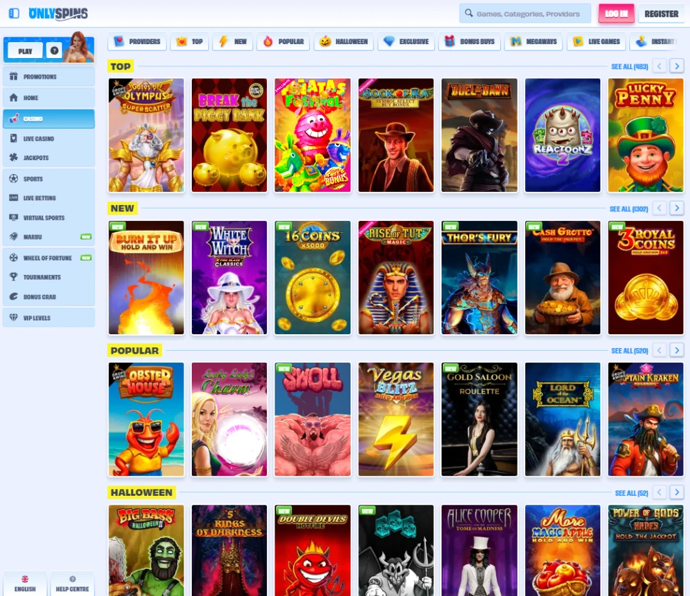Casino Games at Onlyspins