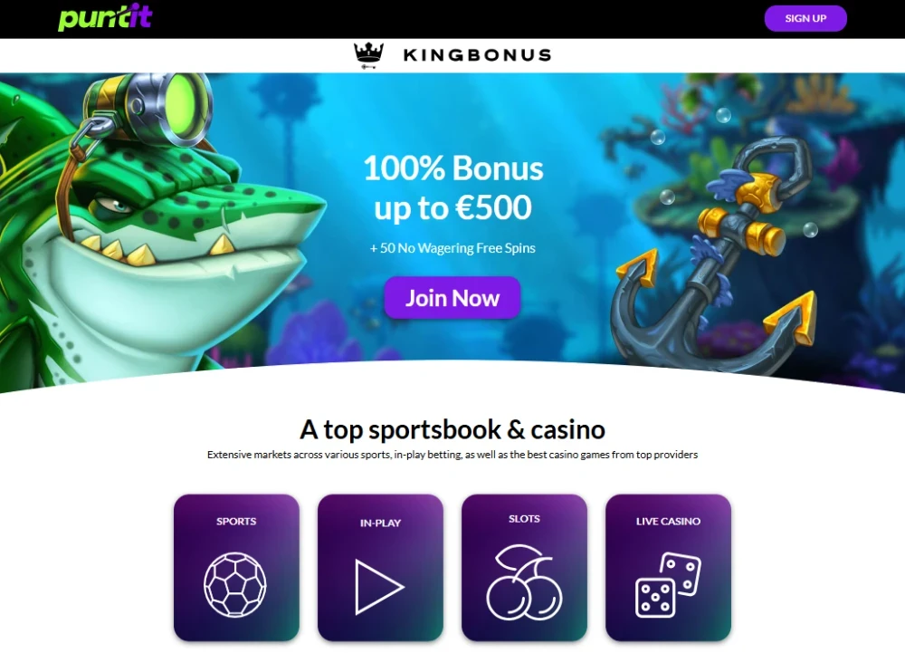 Homepage of Puntit Casino