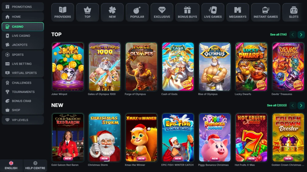 Casino games at Kinbet