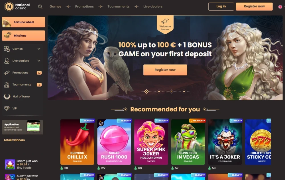 Homepage of National Casino