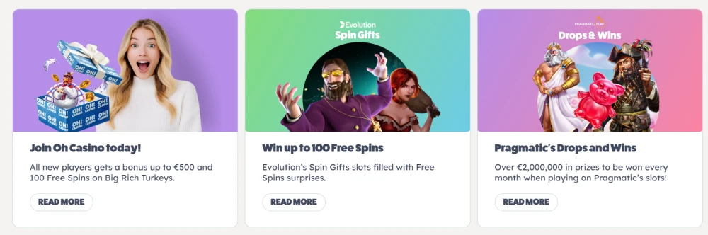 Bonuses at OH! Casino