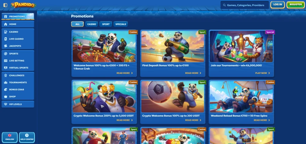 Bonuses at Pandido Casino