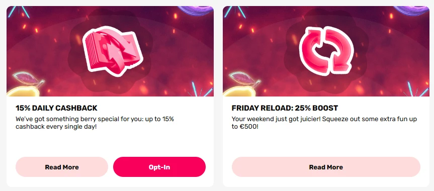 Promotions at Lucky Fruits Casino