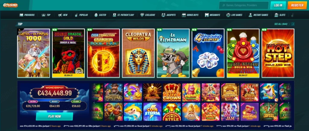 Homepage of Golismo Casino
