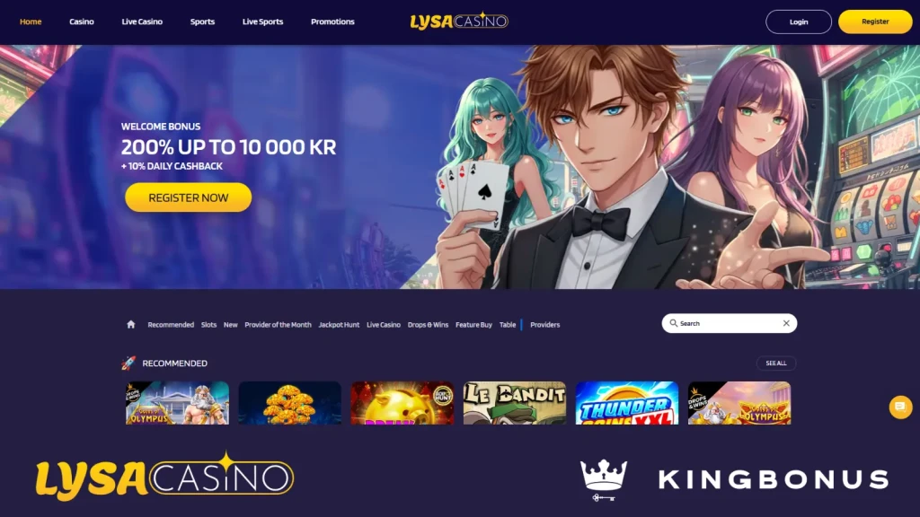 LysaCasino homepage