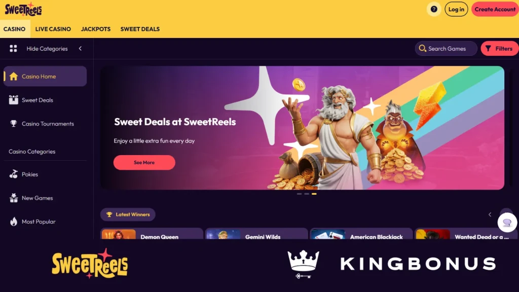 SweetReels homepage