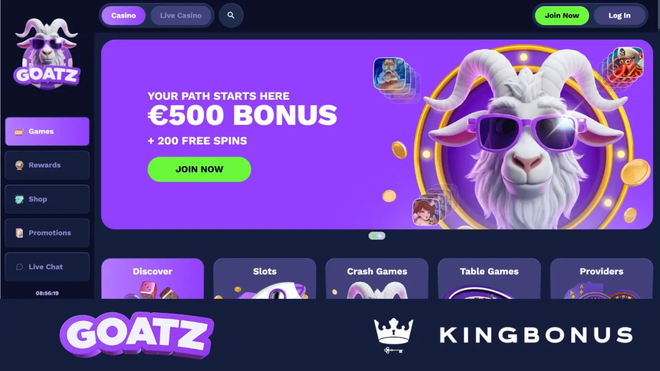 Goatz Casino Homepage