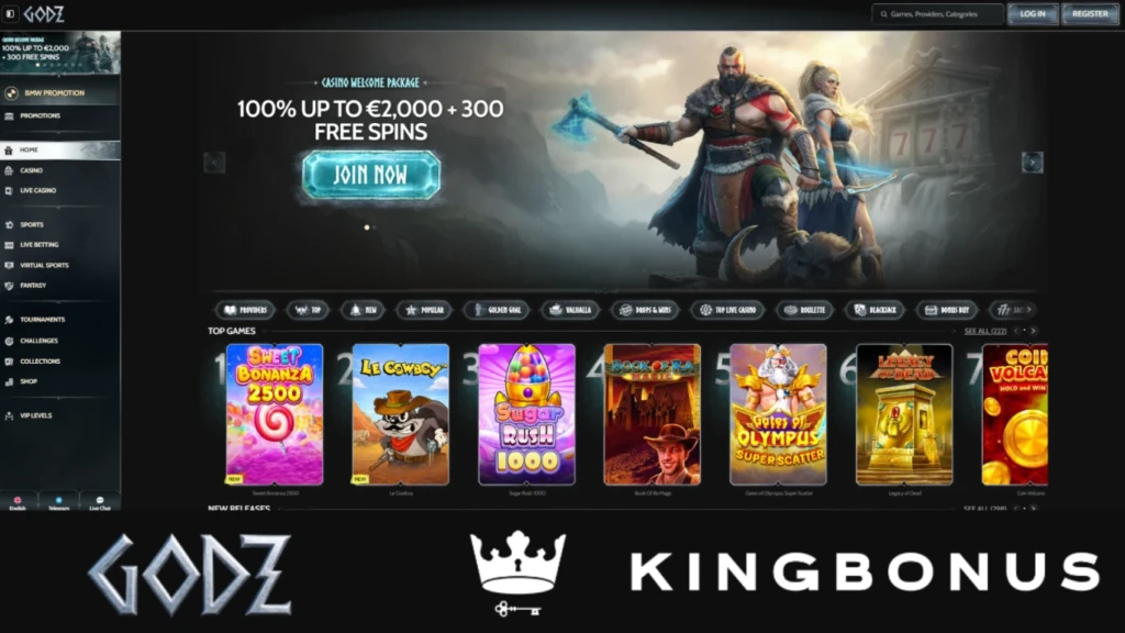 Godz Casino Homepage