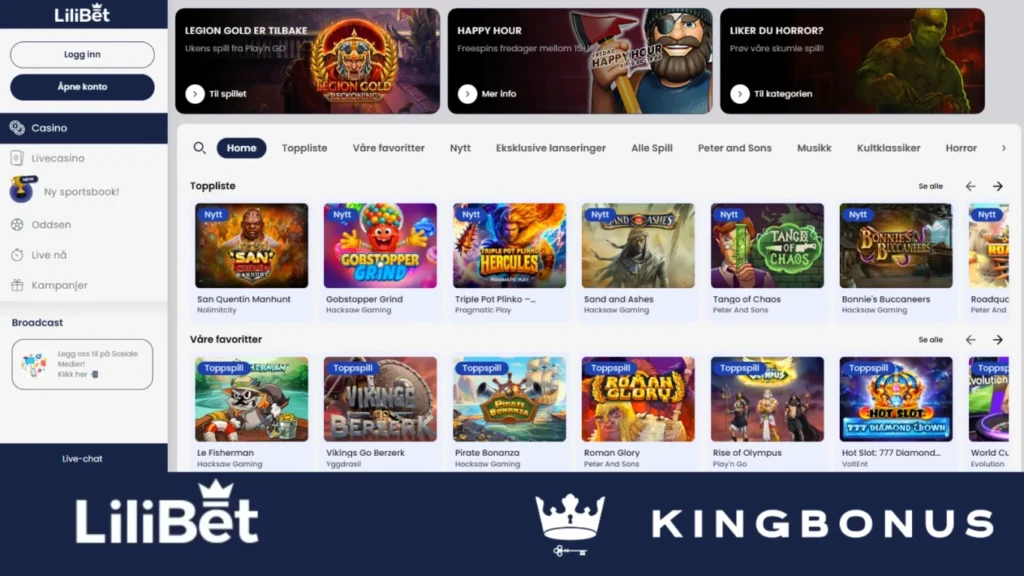 Homepage of Lilibet Casino