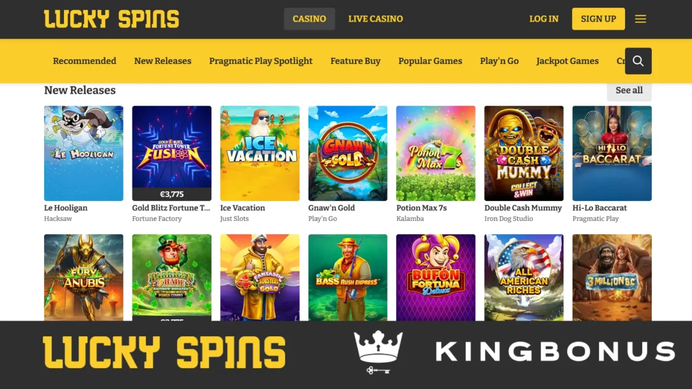 Lucky Spins Homepage