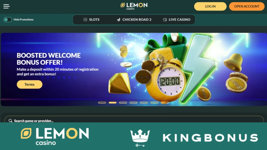 Lemon Casino Homepage