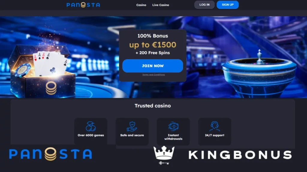 panosta bet casino custom made landing for kingbonus offer