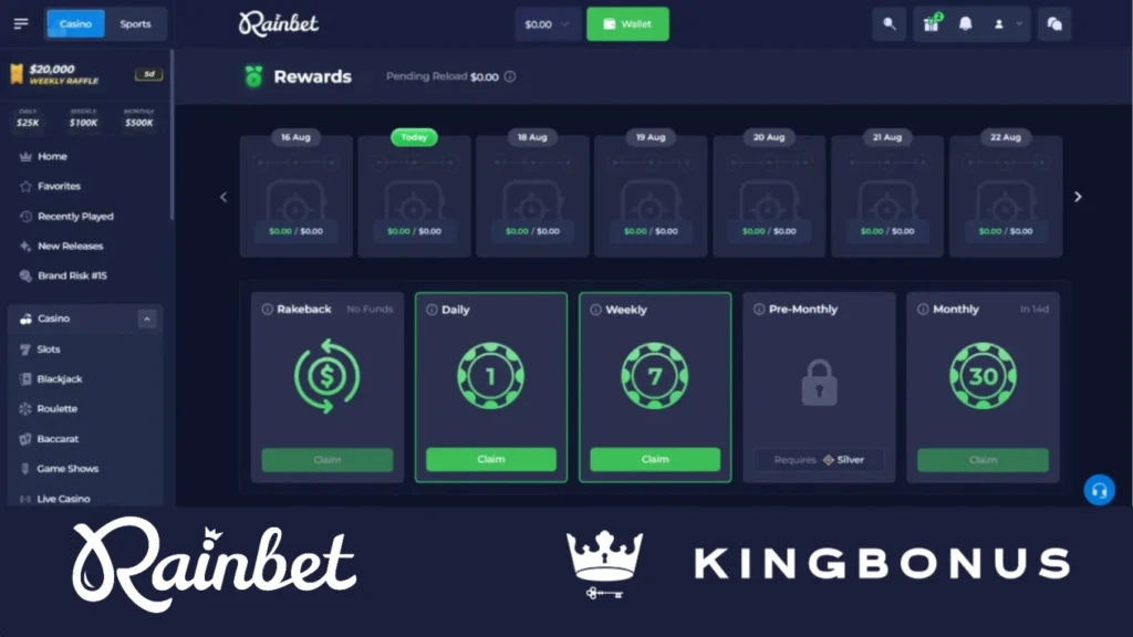 Rewards and rakeback at Rainbet Casino